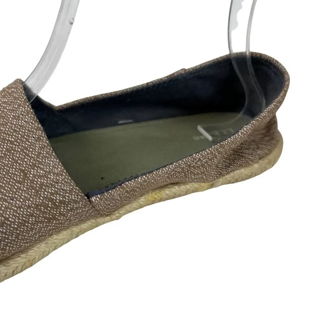 L.L. BEAN Brown Tan Slip On Espadrille Flats Loafers Casual Canvas Shoes sz 7.5